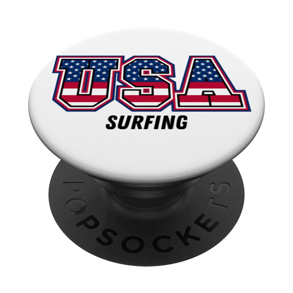 Surfing USA Team Sport Patriotic American Flag PopSockets Swappable PopGrip