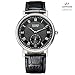 Jiusko Sapphire - Mens Classic Black Leather Round Quartz Dress Watch - Roman Numerals - 132