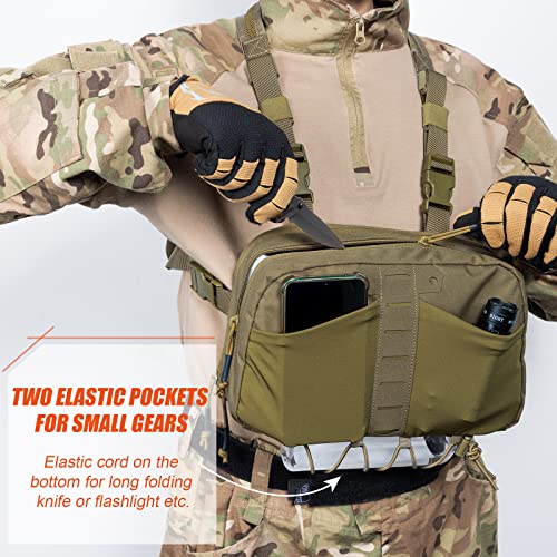 FEIWOOD GEAR Tactical Chest Pack - MOLLE EDC Pouch With CCW Pistol Pocket, Adjustable Strap For Hiking & Fishing