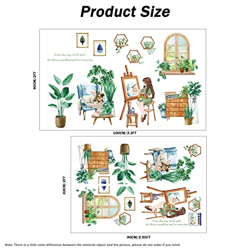 Sazfli Wall Decals, Large Wall Stickers for Bedroom and Living Room | Plants, Girls, Animals | Removable Stickers for Home Walls Decoration as Housewarming Birthday Gift, HT94042