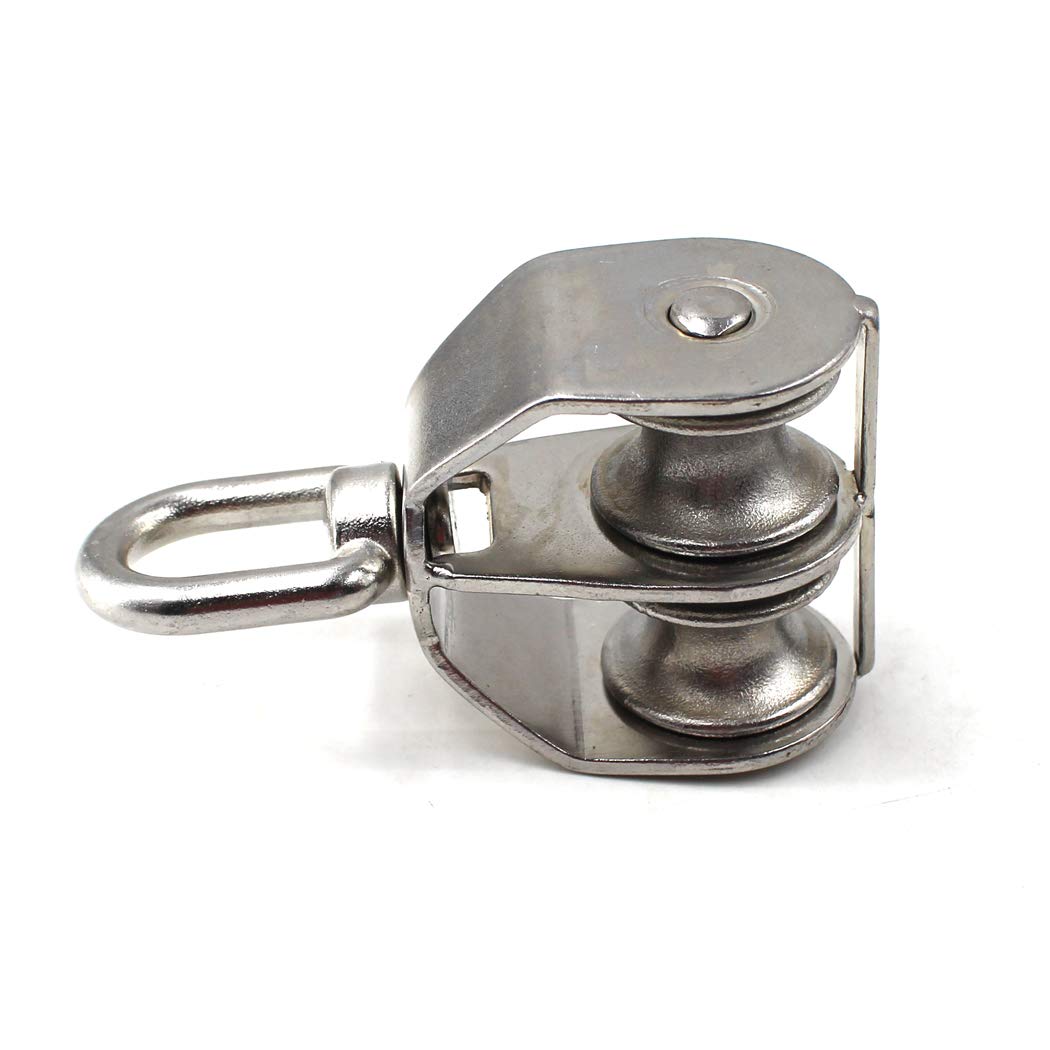 M32 Wire Rope Double Pulley Block 304 Stainless Steel Roller Pulley Bearing Roller Pack of 1 Loading:250KG