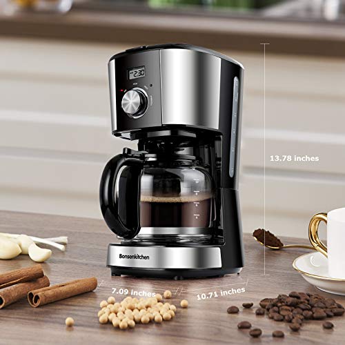 Programmable Coffee Maker with Glass Carafe, 12 Cups, Drip Coffee