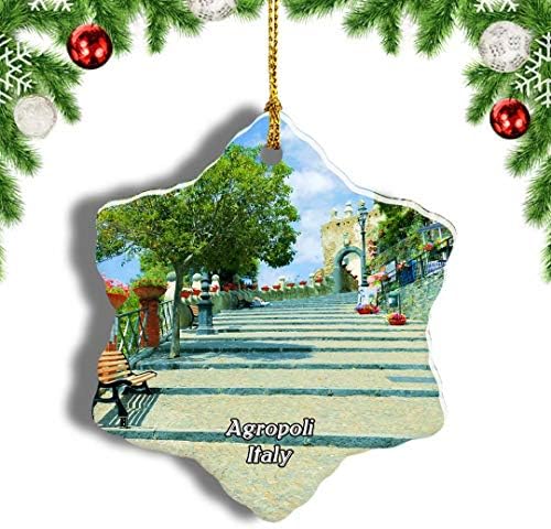 Weekinoイタリアアグロポリクリスマスオーナメントクリスマスツリーペンダントデコレーション旅行お土産コレクション陶器両面デザイン3インチ 卸直営