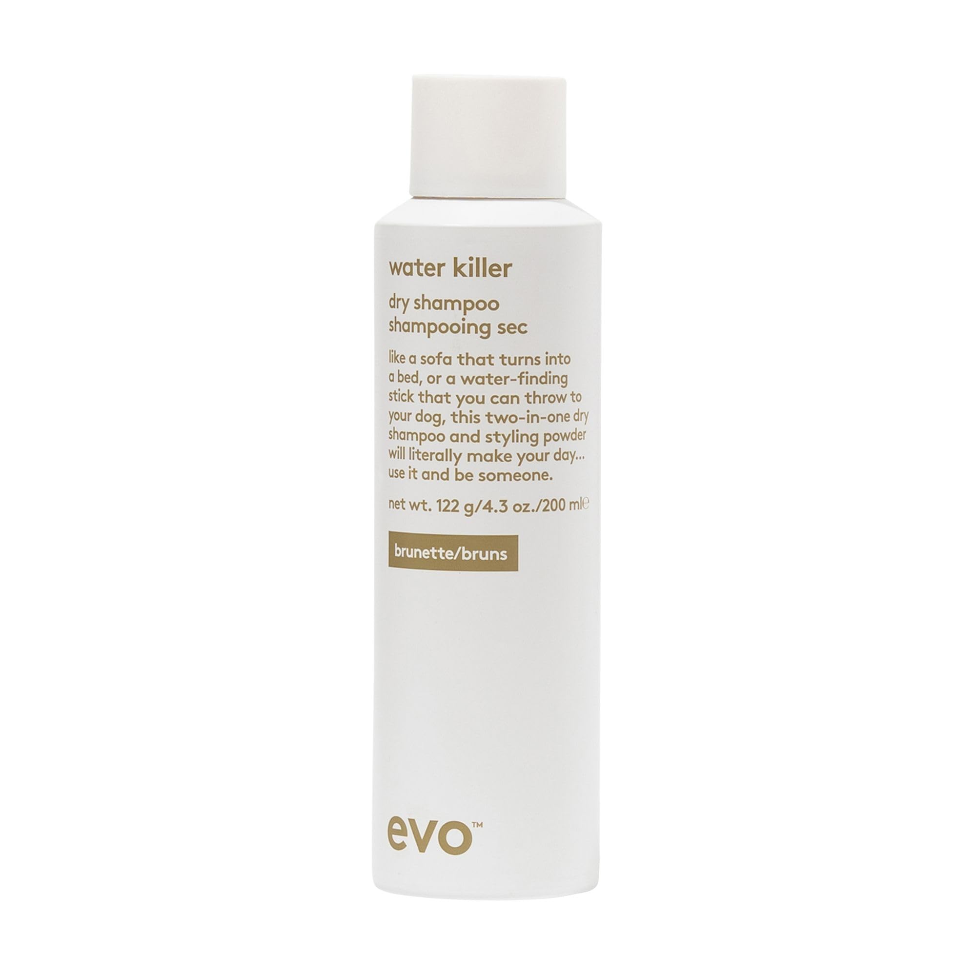 Evo Water Killer Dry Shampoo Brunette - Full Size 2-In-1 Dry Shampoo & Styling Spray, Refresh Hair, Replace Excess Oil with Volume & Texture - 200ml