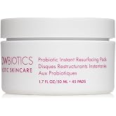 Glowbiotics Probiotic Instant Facial Resurfacing Pads &ndash; Exfoliating &amp; Hydrating Face Pads with 5% Lactic Acid &amp; Vitamin C &ndash; Helps Smooth Skin Texture &amp; Minimize the Look of Pores