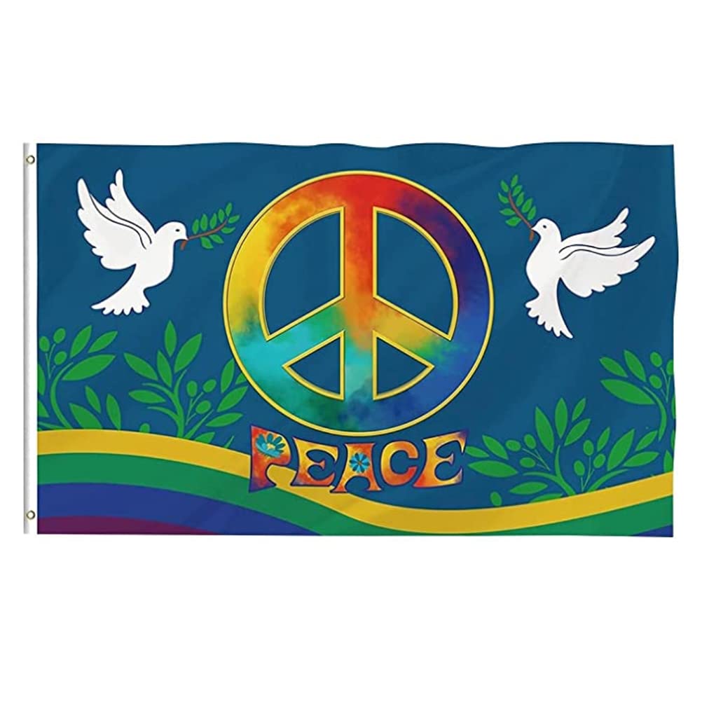 Flag of Peace and Graffiti, Peace Flag 90 x 150 cm, Peace and Graffiti, Peace Flag Suitable for Indoor and Outdoor Use
