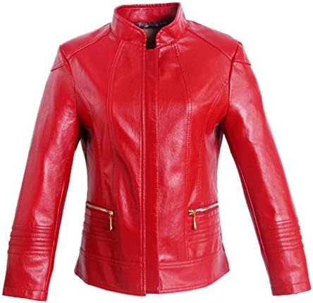 Angkel Casual Womens Motorcycle Jacket PU Leather Classic Short Lady's Coat