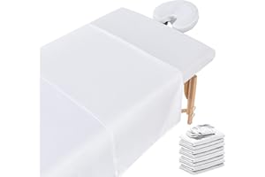 FACULX 12 Pcs 4 Sets Premium Microfiber Massage Table Sheet Set, Include Massage Table Cover, Massage Fitted Sheet, Massage Face Rest Cover for Beauty Salon Spa Hair Salon (Pure white)