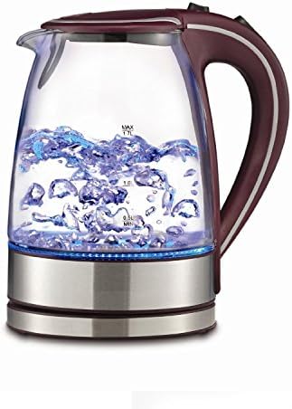 Electric Tea Kettle - Premium 1.7L Capacity - Clear Tempered Gass With Blue Illuminated LED Light - Cool Touch Handle With Auto Turn Off Featured (Purple)