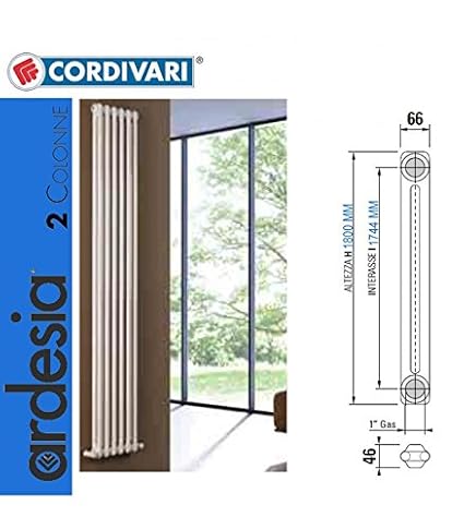 Cordivari pizarra radiador tubular 6 x 1800 9010 blanco.