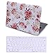 HDE MacBook Pro 13 (Non Retina) Case and Keyboard Cover Snap On Protective Hard Shell White Pink Flower Design Fits Old Macbook Pro 13 Inch Model A1278 with CD Drive (White Floral)