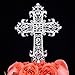 LOVENJOY Silver Cross Cake Topper Large for Confirmation, Gift Box, Crystal Rhinestone