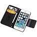 iPhone 5S Case,GBSELL Fresh Cute Flip Wallet Leather Case Cover+Case Bag Straps for iPhone 5S 5 Black (Black)