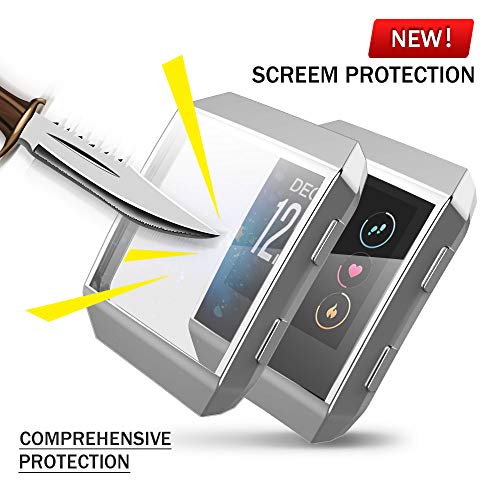 Fitbit Ionic Screen Protector Case, UBOLE Scratch-resistant Flexible Lightweight Plated TPU FullBody Protective Case for Fitbit Ionic Smart Watch (SILVER)