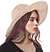Younglove Women's Floppy Large Brim Beach Sun Hat with Ribbon-Beige