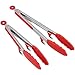 Go-Sports 2 Pack Premium Silicone BBQ Cooking Tongs，Kitchen Food Tongs，Stainless Steel Material With Heat Resistant Silicone Grip For BBQ Grilling Turner Cooking Tips, ( 9 Inch+12 Inch, Red)