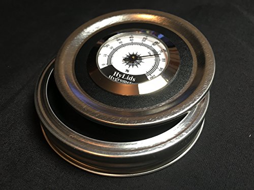 HyLids - Curing Jar Humidor Lids (6 pack 59.95) Analog Hygrometer Lids make a great stash jar too! Wide Mouth 3 3/8"