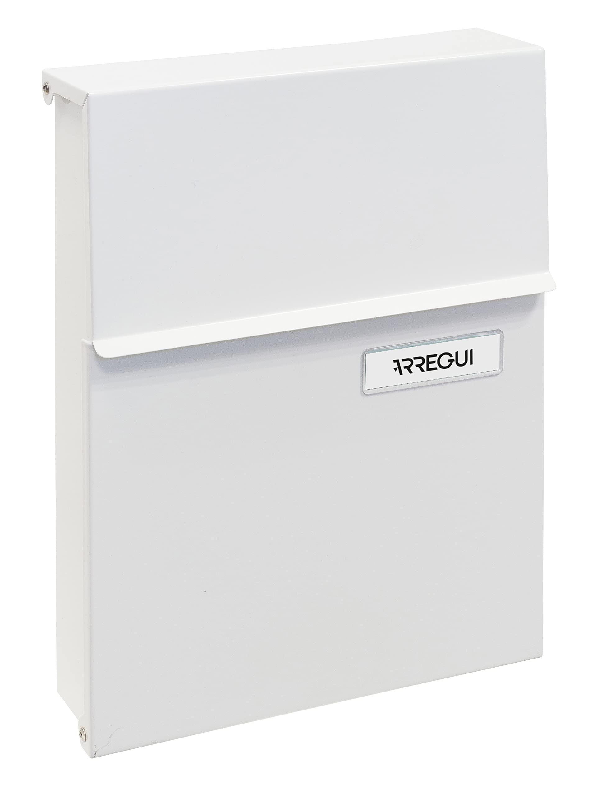 ARREGUI Line E6801 Galvanised Steel Letterbox, Size S (DIN A5 Post), Wall Letter Box for Outdoor Use, Postbox with Protective Flap, Weather-Resistant, Easy Assembly, 2 Keys, White