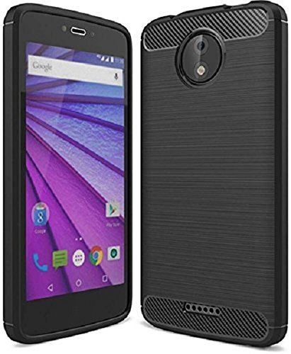 ERIT Soft Silicon Hybrid Rugged Armor Back Cover for Moto C Plus - Black (Launch-2017)