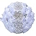 WJYIKEE Handmade Romantic Wedding Bouquet Bridal Holding Bouquets Bride Bridesmaid Bouqeut Wedding Decoration Silk Flowers with Rhinestone Decor (White)