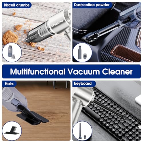 Wirelume Handheld Vacuum Cleaner Powerful Mini Car Vacuum Cleaners Hand Held Vacuum Cordless 22000Pa Strong Cyclonic Suction Blowing Portable Rechargable Lightweight for Pet Hair Vehicle Home Office
