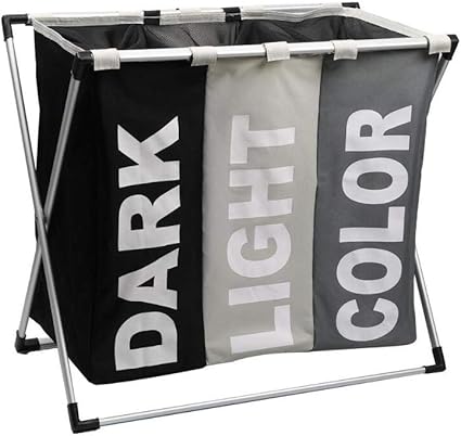 QOUDU Cesto De La Ropa 3 Secciones, Bolsa De Lavandería Plegable