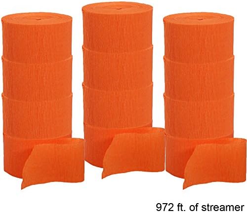Crepe Paper Party Streamer Decorations 12 - 81 foot Rolls for Party Wedding Shower DIY (Bright Orange)