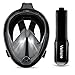 Vaincre 180° Full Face Snorkel Mask with Panoramic View Anti-Fog,Anti-Leak Snorkeling Design with Adjustable Head Straps-See Larger Viewing Area Than Traditional Masks for Adults Youth (Black L/XL)