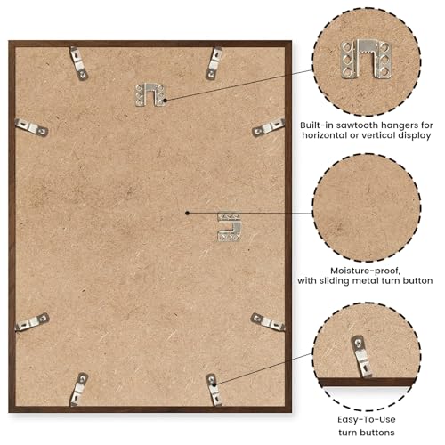 16X24 Oak Wood Picture Frame Brown Poster Frame for 12x18 Picture with Mat or 16x24 without Mat Natural Solid Wooden Picture Frames for Wall Art Photo and Prints