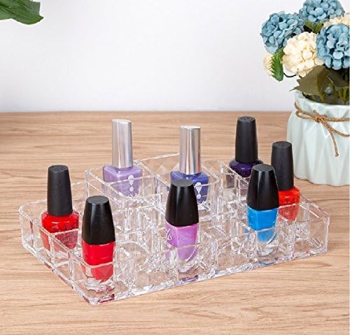 Yoler Nail Polish Holder Acrylic Makeup Organizer 3 Tier 24 Compartments