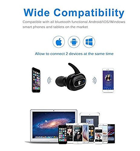 Mbuynow Auricular Bluetooth, Auriculares inalámbricos Auriculares Impermeable Auriculares del Coche con Micrófono con Cargador Portátil para iPhone y Android Smartphone