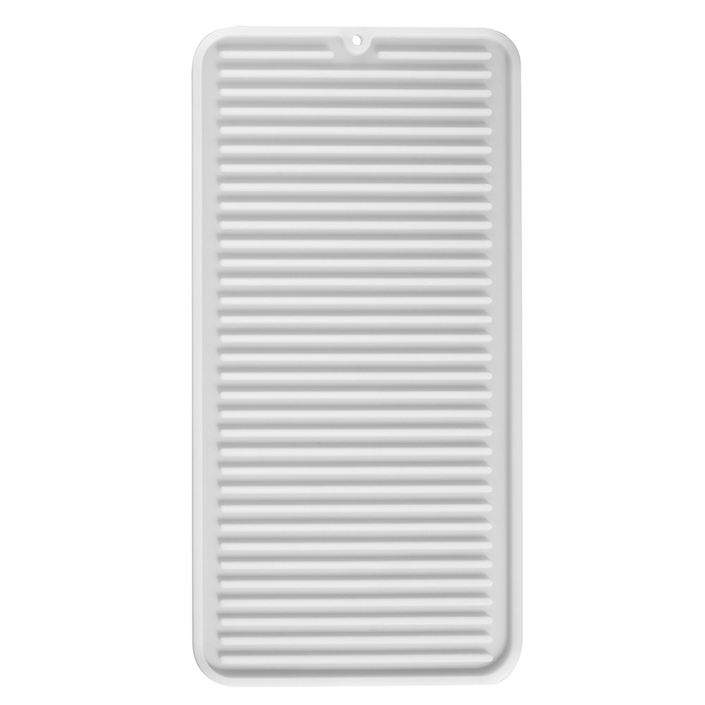 InterDesign Lineo Kitchen Countertop Silicone Sink Drying Mat - Small, White