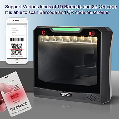 LENVII Hands-Free Barcode Scanner,Omnidirectional Auto 1D/2D USB Barcode Reader/QR Barcode Scanner,Barcode Scanner Supports Barcode Scanning from Screen