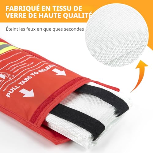FIREWESS Set of 2 Fire Blankets, 100 x 100 cm Fireproof Blanket for Home Security, Fireproof Protection and Thermal Insulation Fiberglass