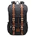 Canvas Laptop School Backpack Hiking Travel Bag Casual Daypack for Men(Canvas Black)