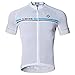 Santic Cycling Jerseys Men's Short Sleeve Bike Shirts Full Zip Bicycle Jacket with Pockets White L