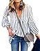 ZXZY Women Long Sleeve V Neck Hollow Out Floral Print Shirt Tops Long Blouse Tee, Medium, Blue