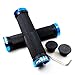 LYCAON Bike Handlebar Grips, Non-Slip-Rubber Adjustable Bicycle Handle Grip with Aluminum Lock, Bike Grips for Mountain Road Foldable Bike MTB BMX with End Caps (Blue, General End Caps)