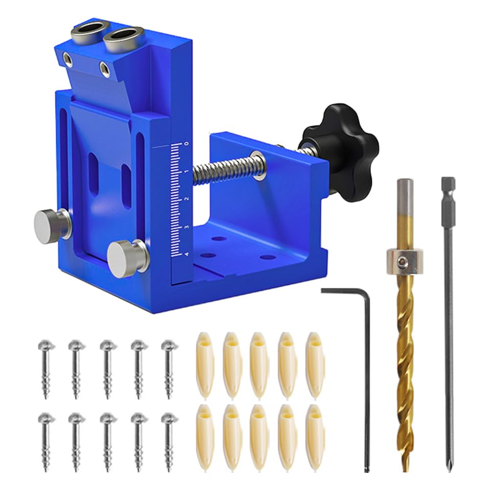 Tiardey Dowel Jig Trend Pocket Hole Jig Adjustable Hole Distance from Wood Edge Pocket Hole Jig Set Woodworking Tools