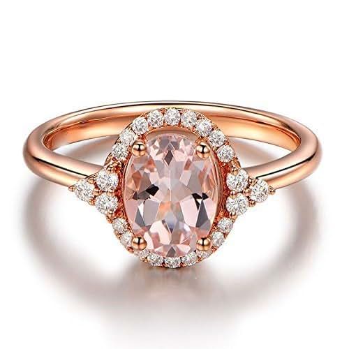 Amazon.com: Oval Morganite Engagement Ring Diamond Halo 14K Rose Gold 6x8mm: Handmade Amazon.com: Oval Morganite Engagement Ring Diamond Halo 14K Rose Gold 6x8mm: Handmade