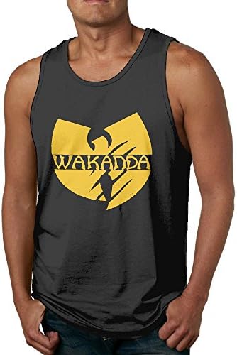LanZhuoq Men's Black Panther X Wu Tang Wakanda Slash Muscle Outdoor Black Tank Top L Tank Tops