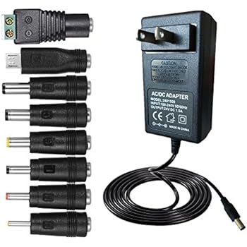 BestPlayer 30W 2V-24V 1.2A Universal AC/DC Adapter Switching Power Supply with 8 Selectable Adapter Tips & Micro USB Plug, for 2V to 12V Household Electronics and LED Strip - 1.5A Max