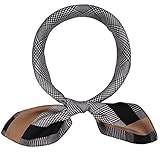 Silk Like Scarf Women's Plaid Print Satin Small Square Neck Scarves Neckerchief