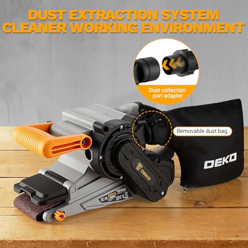Belt Sander Corded: DEKOPRO 8.4A Belt Sander with Dust Bag & 2 Metal C Clamps, 1010W 3×21-Inch Power Belt Sanders with Variable-Speed Control for Woodworking