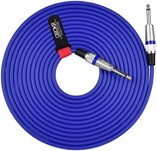 QOOKR 20ft Male to Male Straight 1/4" TS Color Instrument Cable for Electric Guitar,Bass,Keyboard(20 Feet,Blue)
