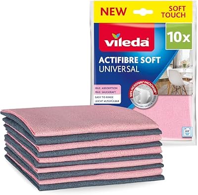 Actifibre Soft Universal Mikrofasertücher, 10er Set, Rosa & Grau