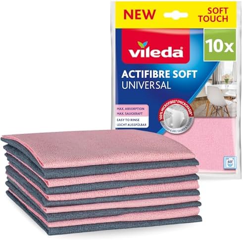 Actifibre Soft Universal Mikrofasertücher, 10er Set, Rosa & Grau