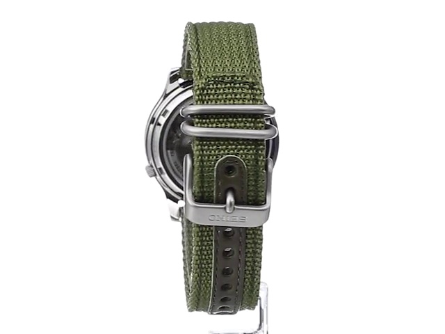 seiko men's snk805 seiko 5 automatic stainless steel watch with green canvas