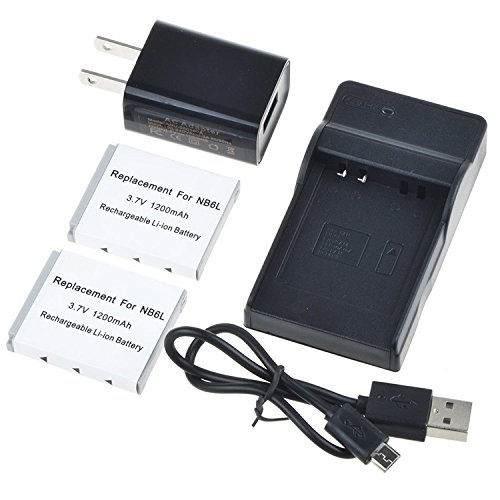 Digipartspower 2x 1200mAh Battery Kit for Canon Powershot SX260 SX280 SX520 SX530 SX600