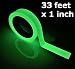 Glow in The Dark Tape - Luminous Photoluminescent/Luminescent Emergency Roll Safety Egress Markers Stairs, Walls, Steps, Exit Sign. Glowing Pro Theatre Stage Floor (33 ft X 1 inch)